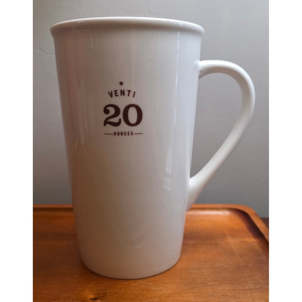 Starbucks 2010 Venti 20 Ounce White Ceramic Coffee Mug Est 1971 Tall Cup